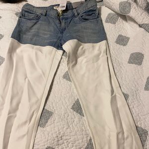 BCBG half leather/jean pants
